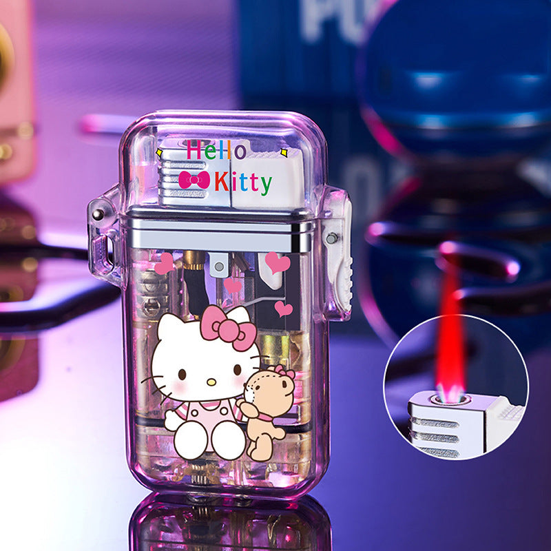 Sanrio windproof lighter pink flame with flash gift for boyfriend refillable lighter
