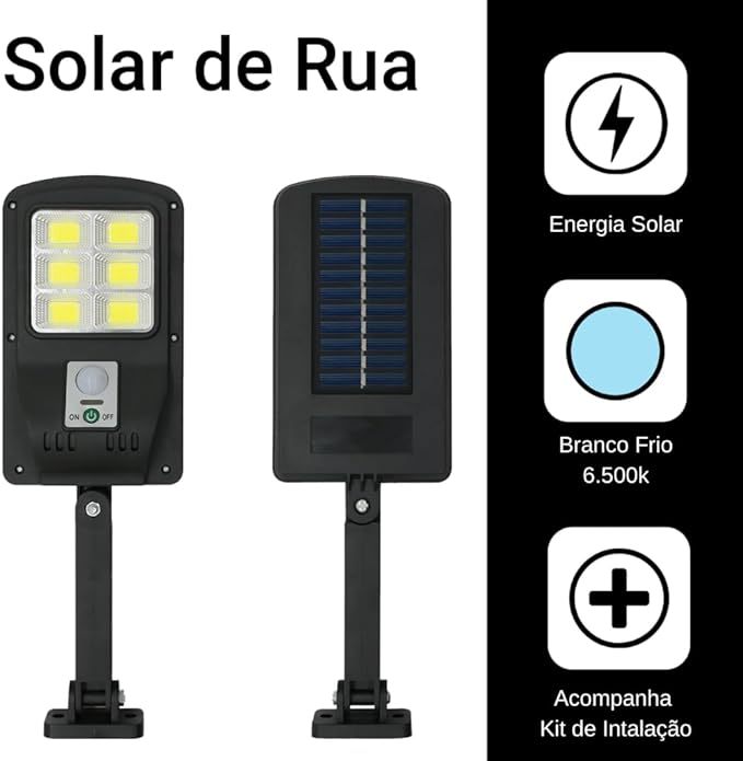 Luminária Solar - Kit com 3 Unidades